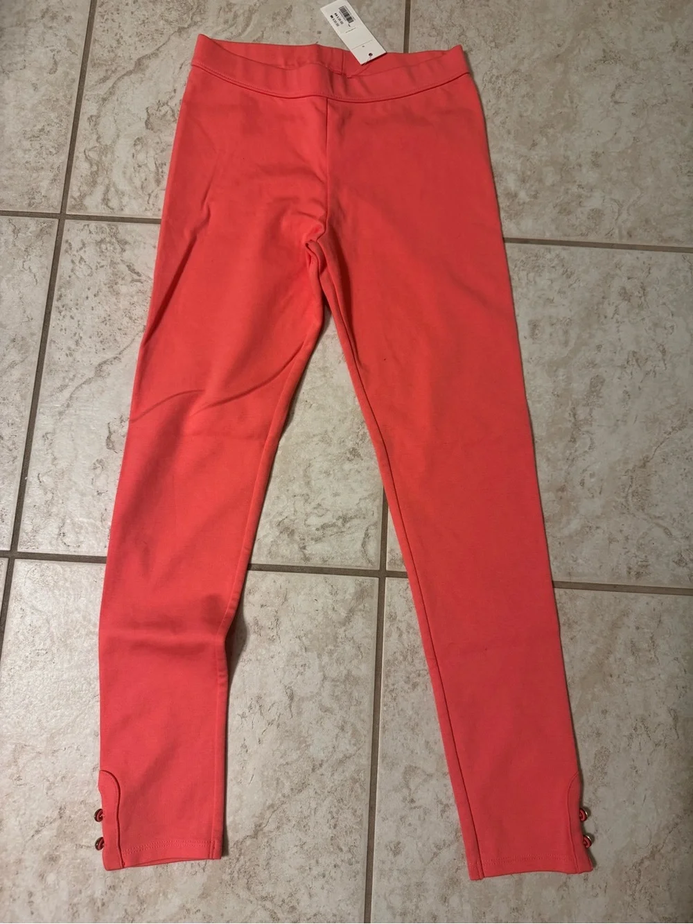 Janie and Jack 10 Kids Coral Leggings with Button Hem